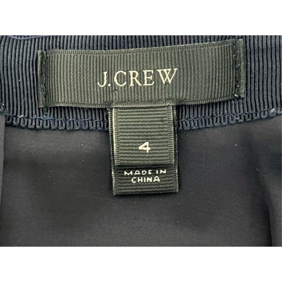 J. Crew Schoolgirl Preppy Mini A-Line Skirt Sz 4 Navy Blue Fluted Double crepe - Picture 5 of 6